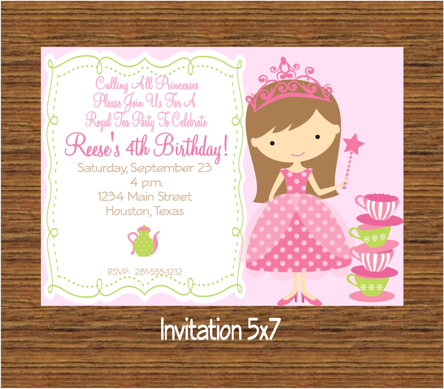 princess tea party invitations