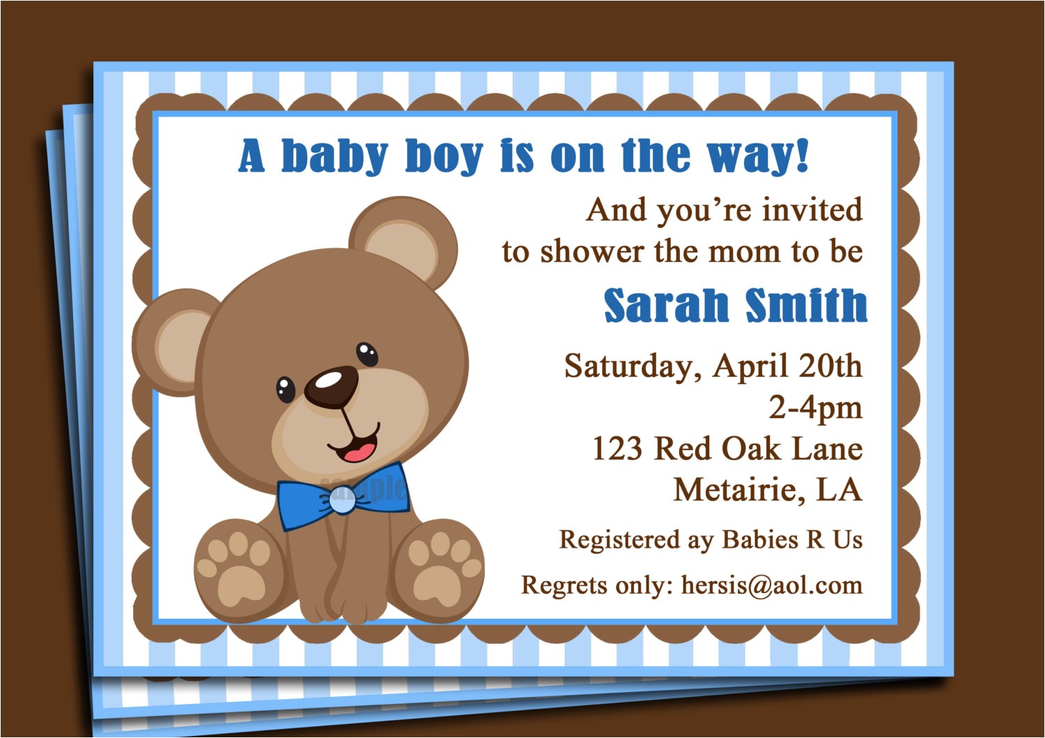 blue teddy bear invitation printable
