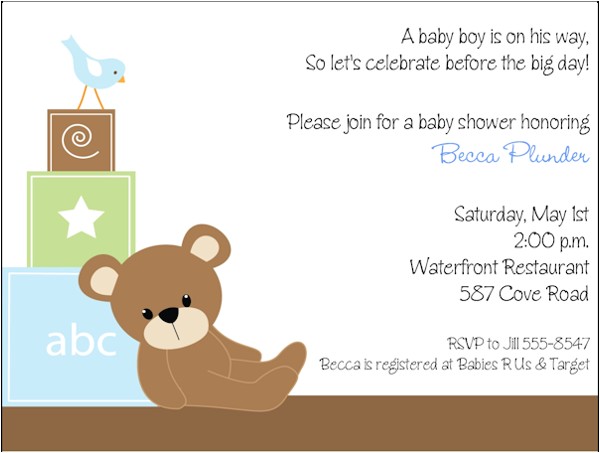 free printable teddy bear baby shower invitations