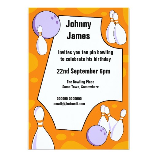 ten pin bowling birthday party invitation