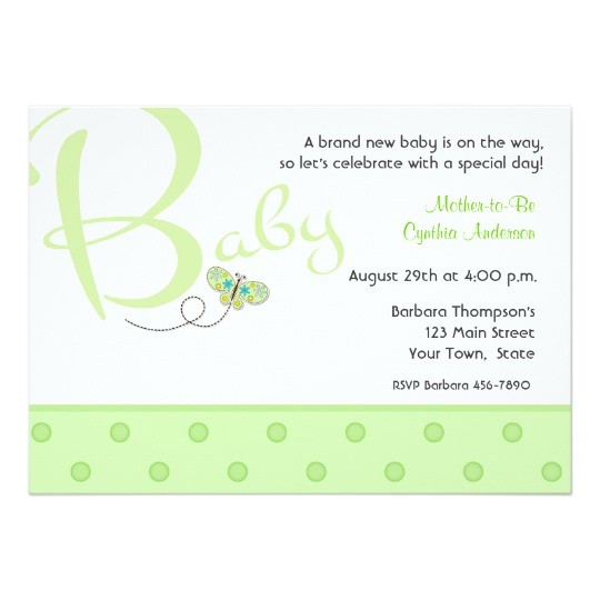baby text green baby shower invitation