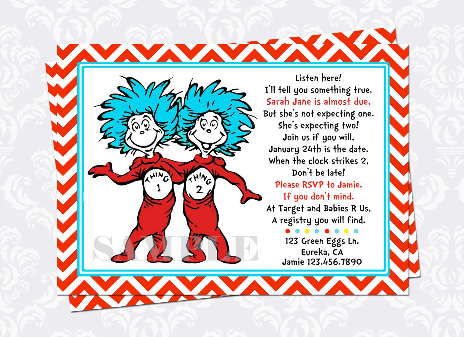 thing 1 and thing 2 baby shower