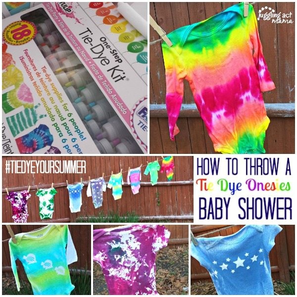 summer baby shower with tie dye onesies