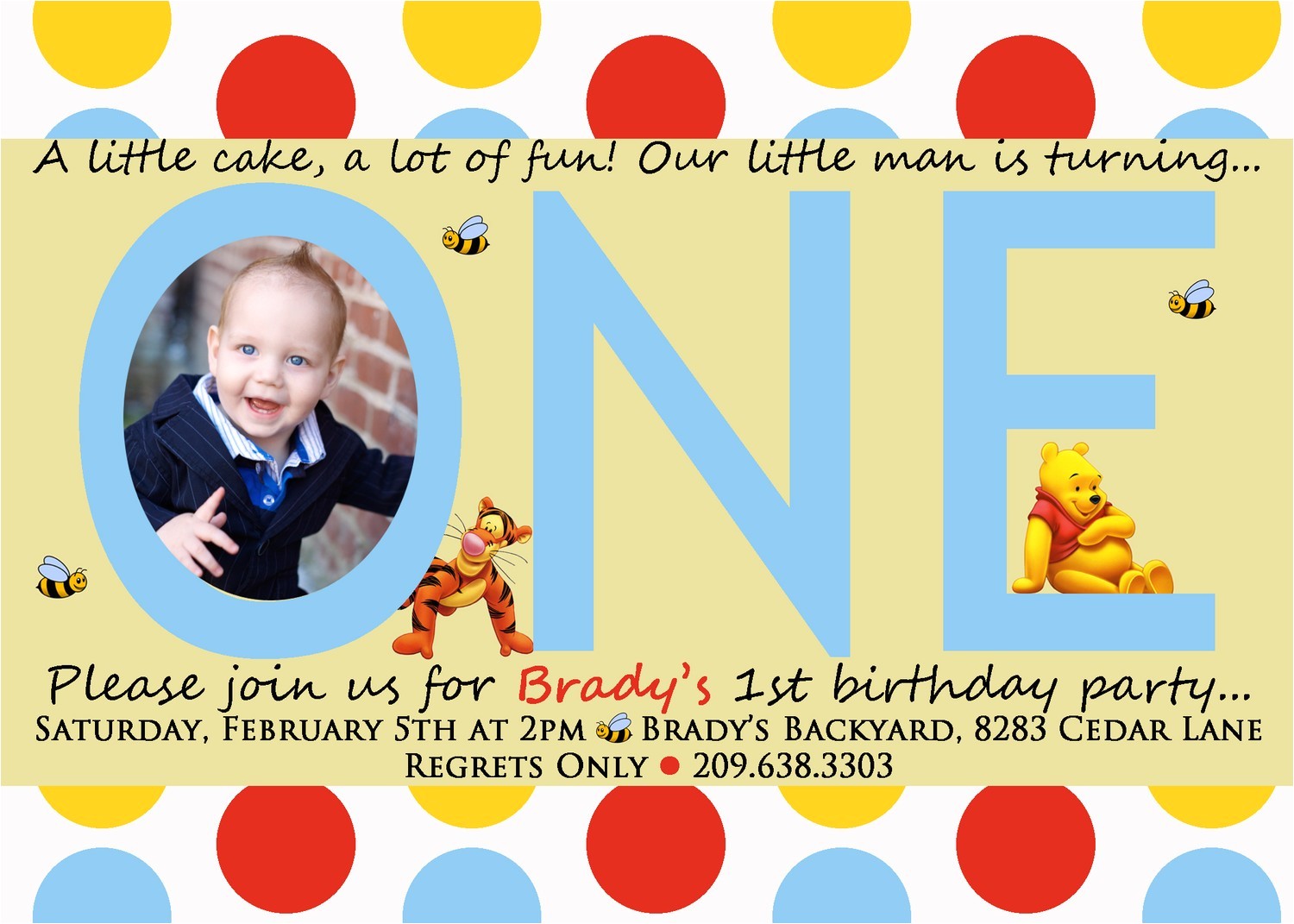 winnie the pooh photo birthday invitations