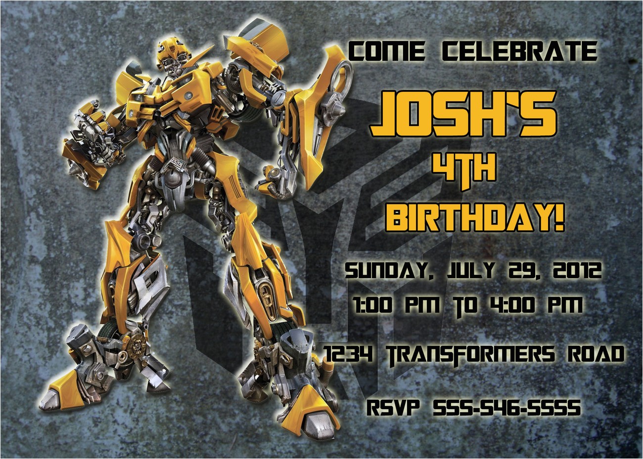 transformer birthday invitations