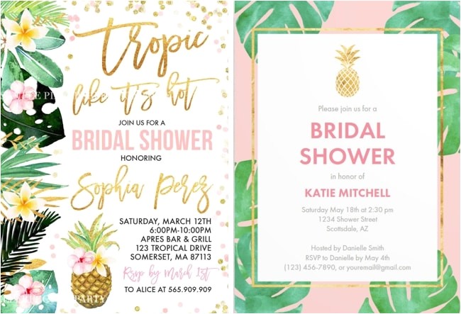 tropical bridal shower invitations details