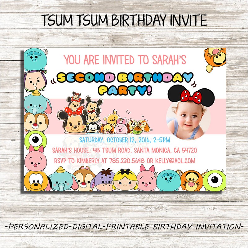 tsum tsum birthday invitation tsum tsum