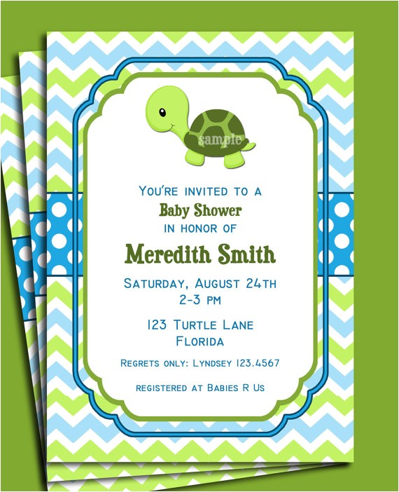 turtle invitation printable birthday baby shower