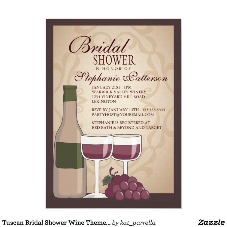 tuscan bridal shower wine themed invitation