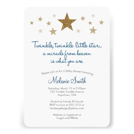 twinkle twinkle little star baby shower invitation