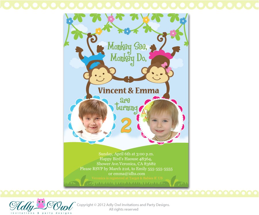 personalized twin invite second birthday