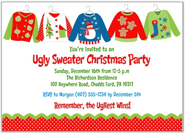 christmas party invitations ugly sweater