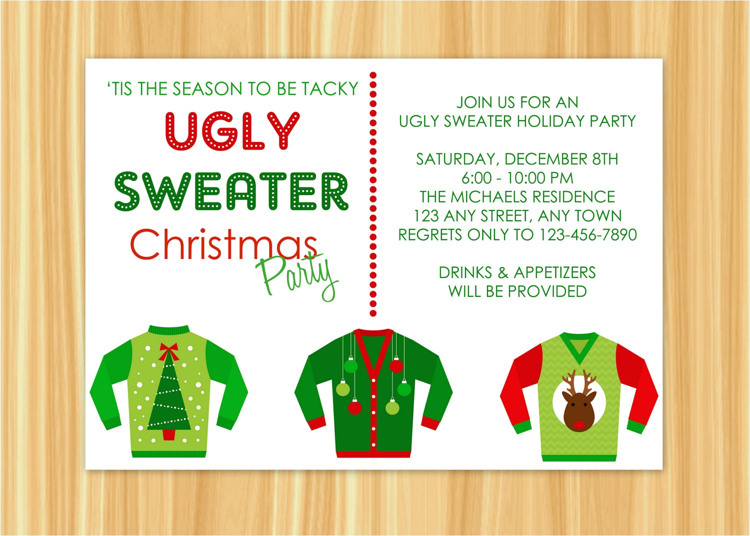 ugly sweater christmas party invitations