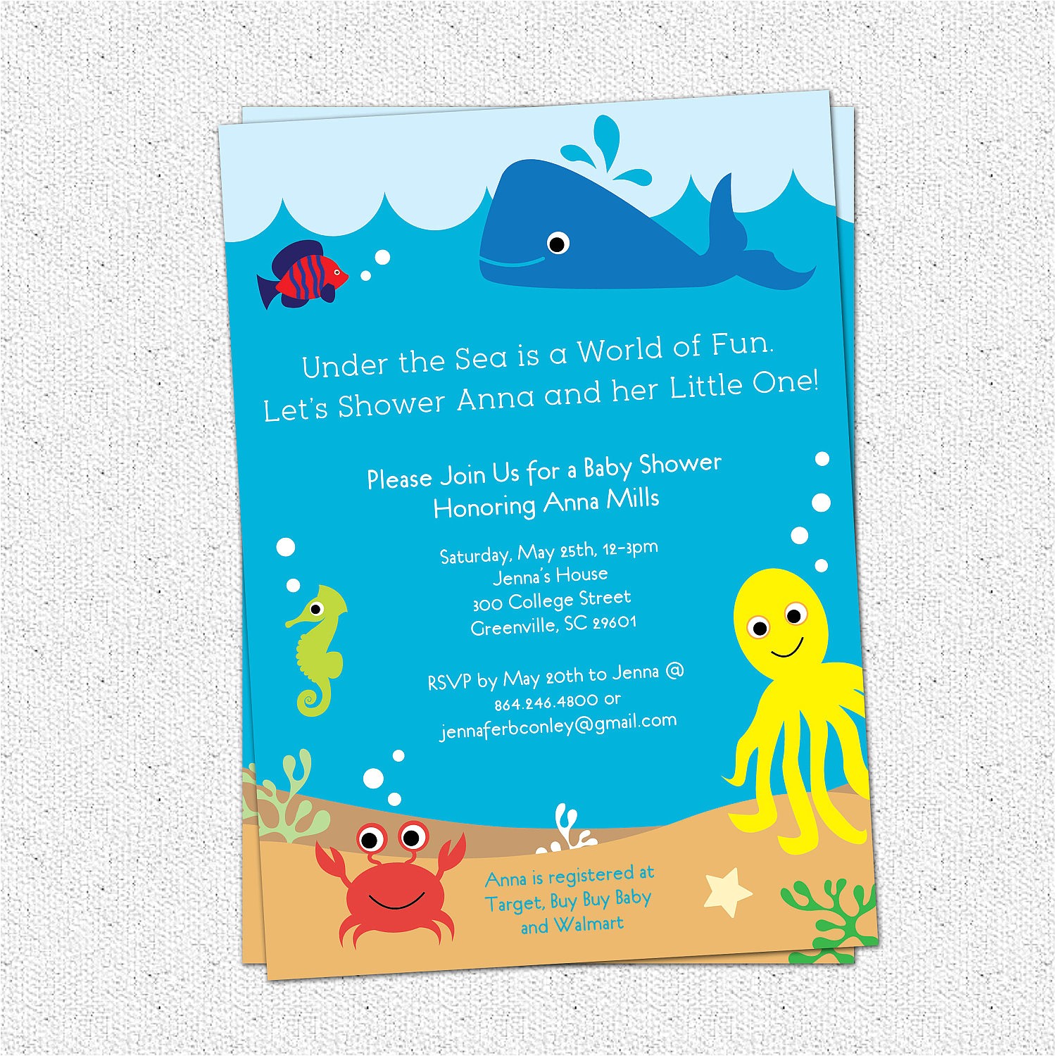 under the sea baby shower invitations creatures boy girl gender neutral wh