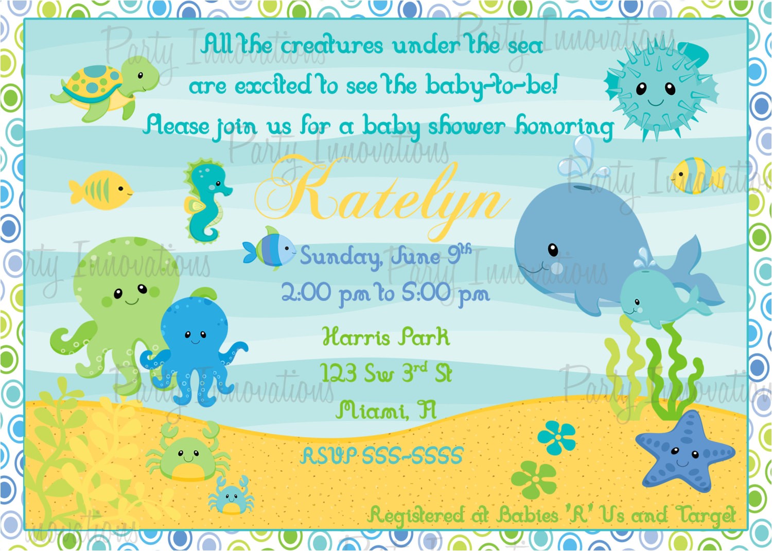 under the sea baby shower invitations