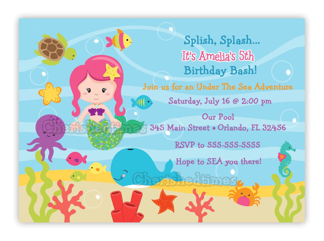 under the sea birthday invitation choose