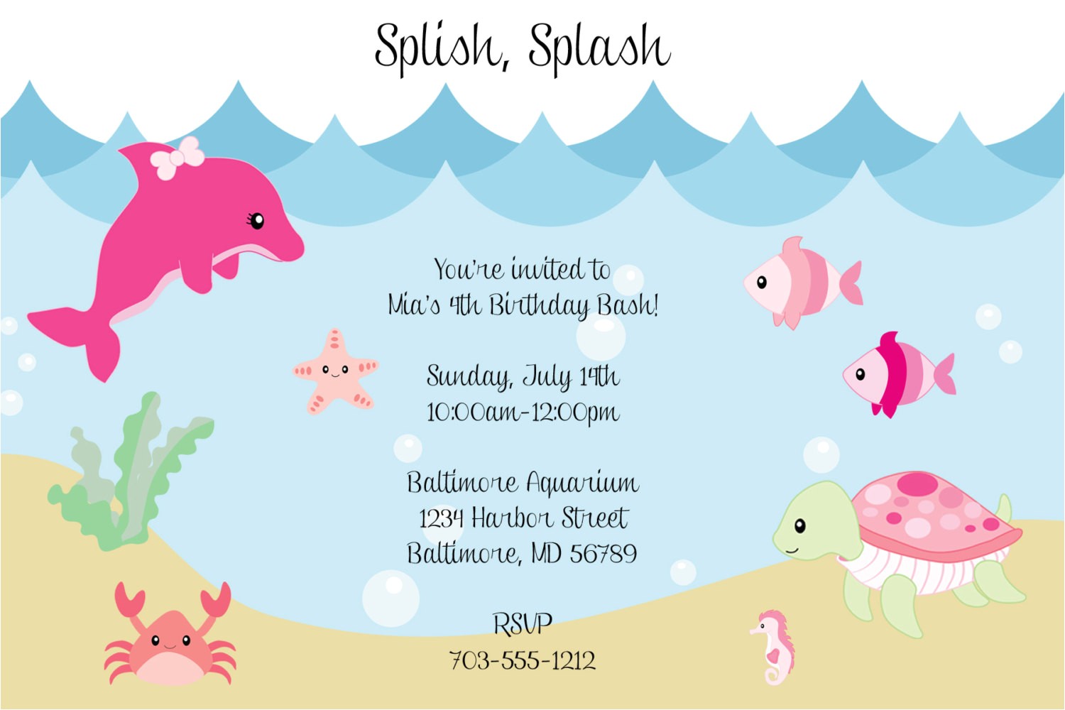 under the sea birthday invitations wording