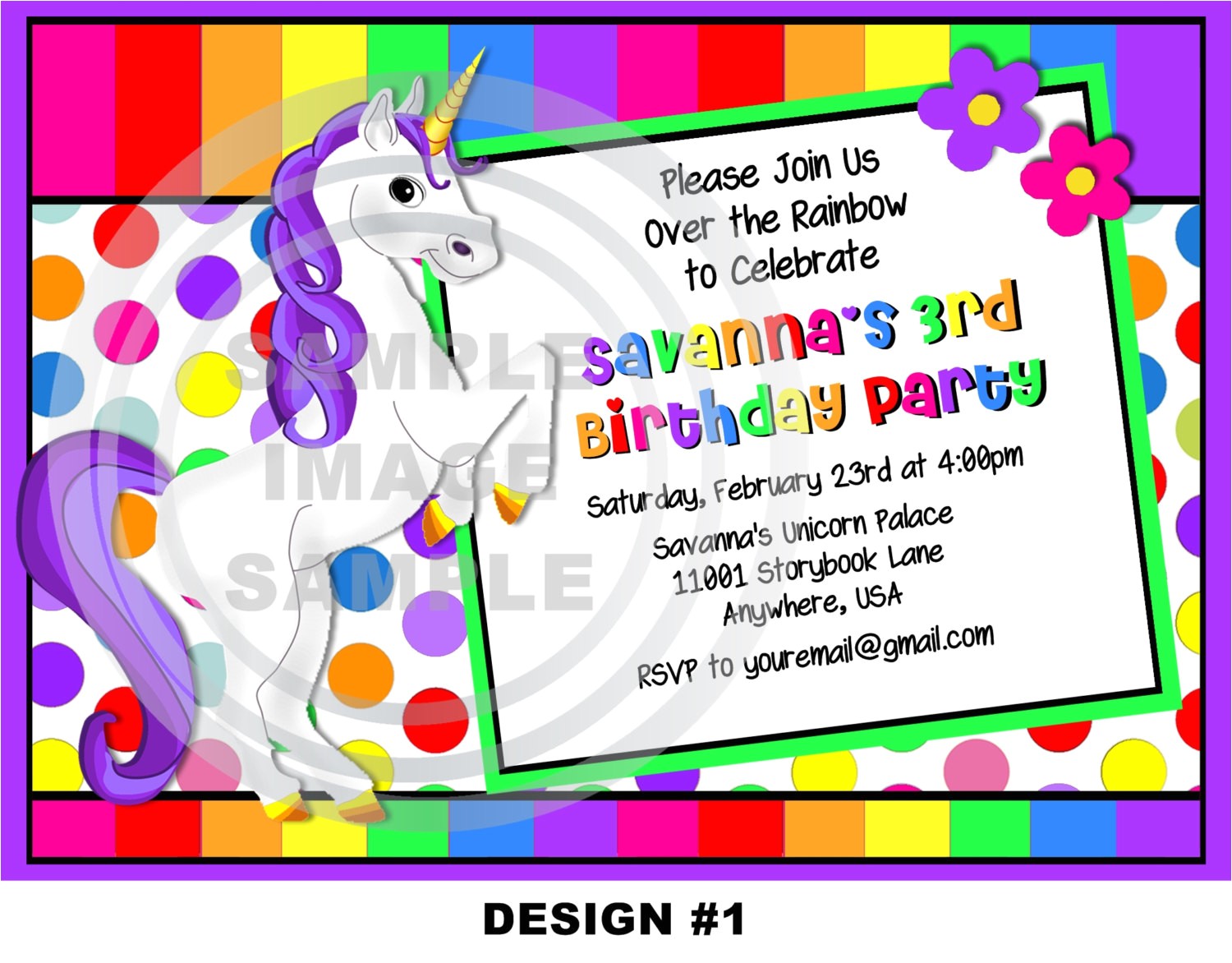 unicorn invitation rainbow invitation