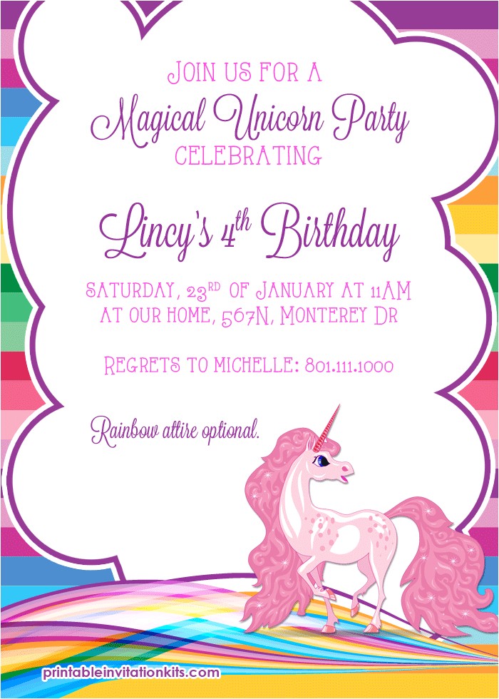 post free printable unicorn invitations