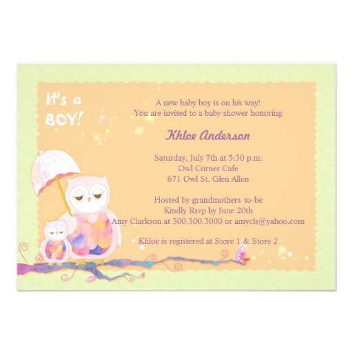 unique sweet owls baby boy baby shower invites