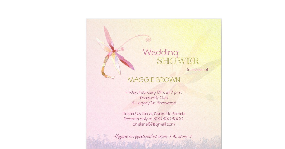 dragonfly theme unique bridal shower invitations