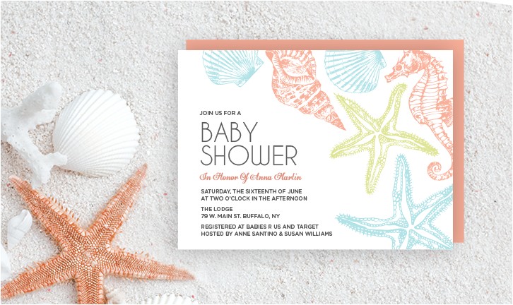 beach theme baby shower invitations