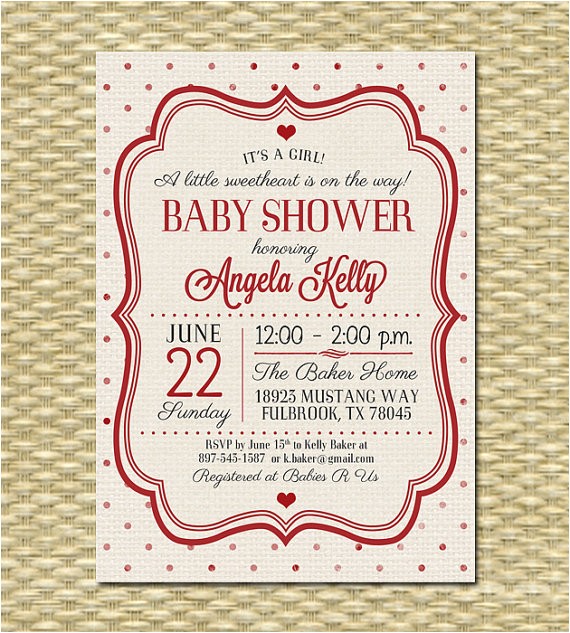 valentines day baby shower invitation