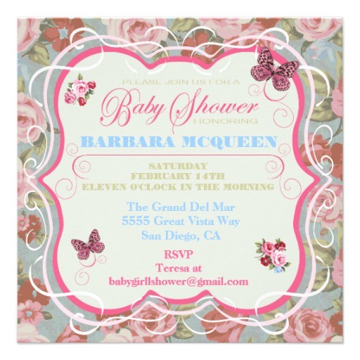 victorian floral baby shower invitations