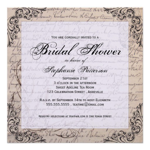 vintage victorian bridal shower invitation