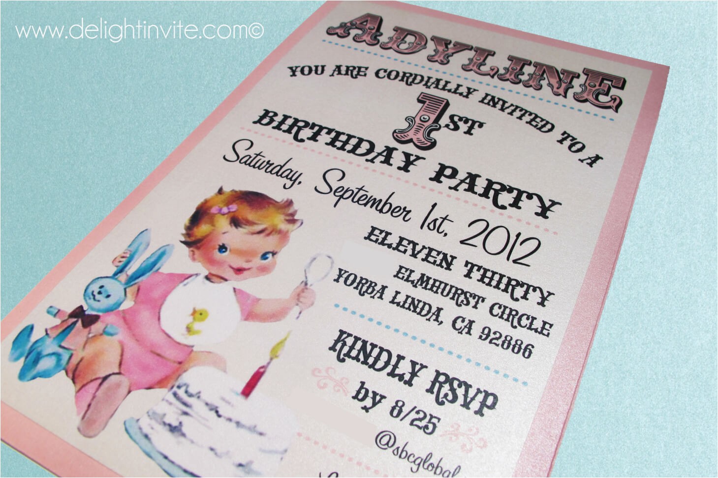vintage babys 1st birthday invitation