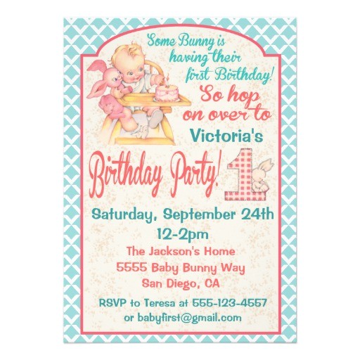 vintage babys first birthday party invitation