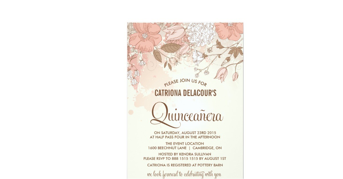 vintage spring flowers quinceanera invitation 161043156604021104