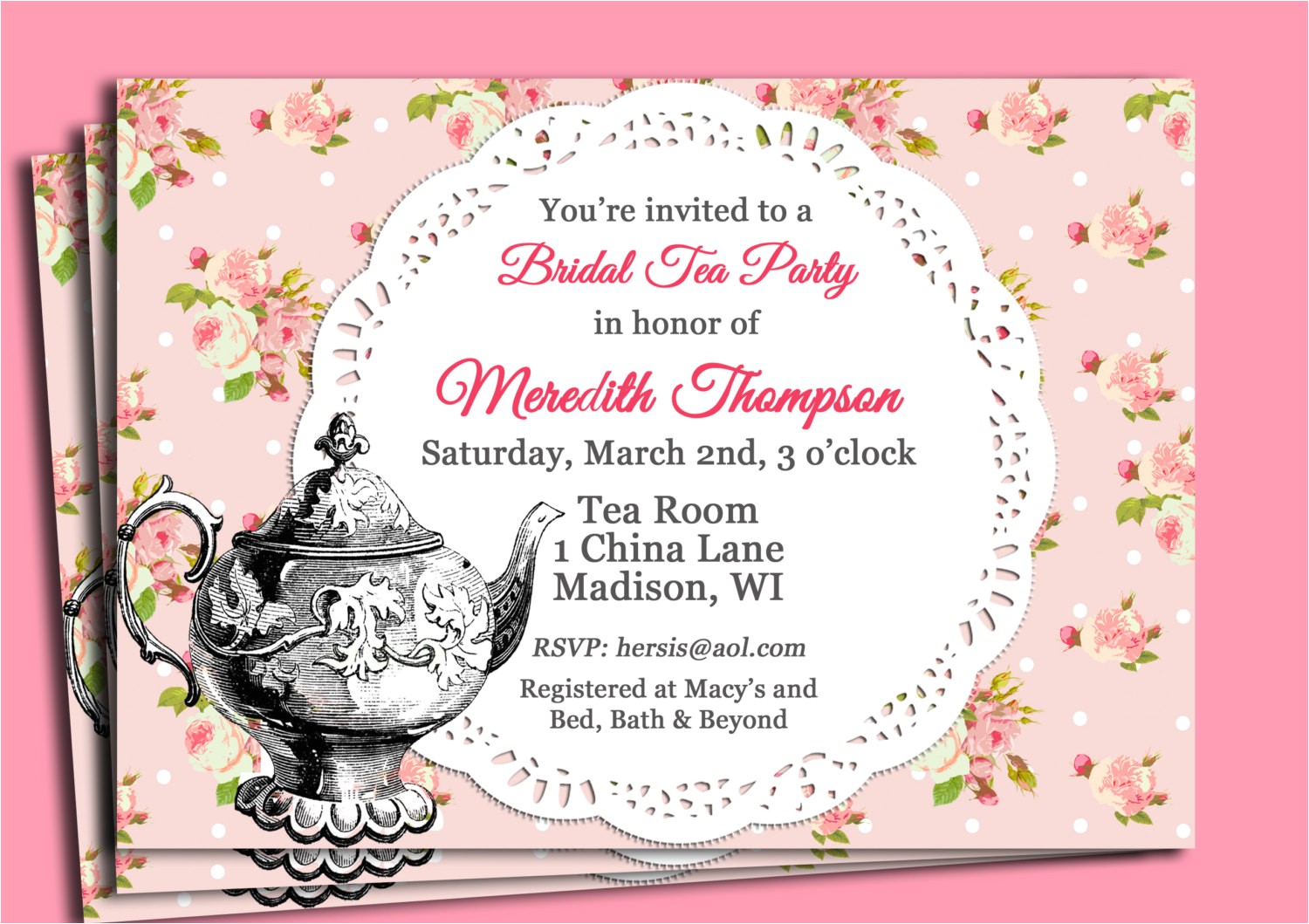 vintage tea party invitation printable