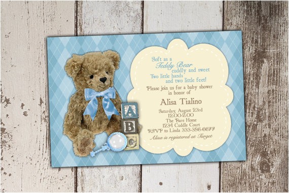 teddy bear baby shower invitation old
