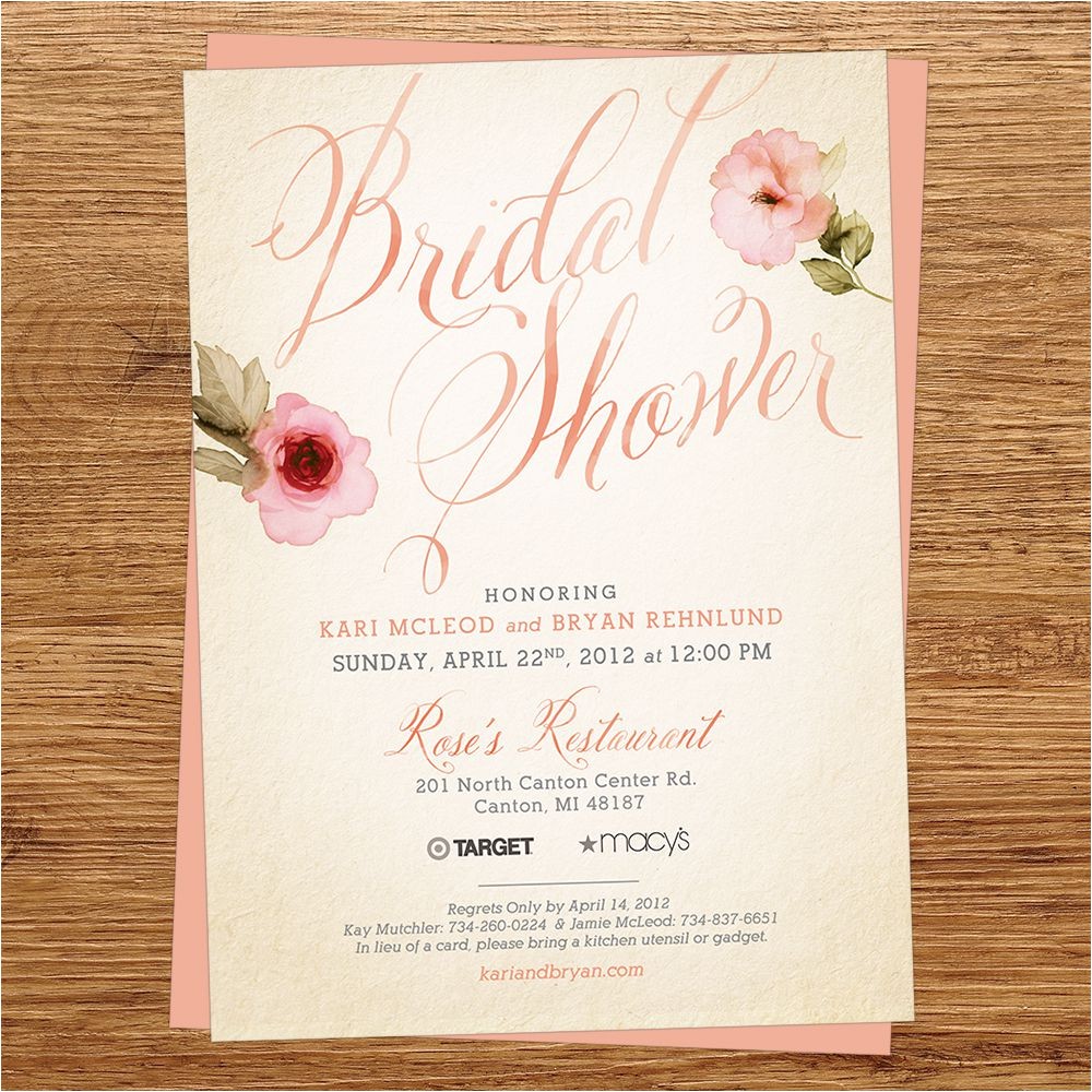 rustic bridal shower invitations vistaprint
