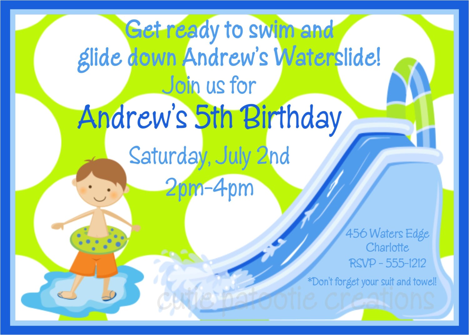 waterslide birthday invitation