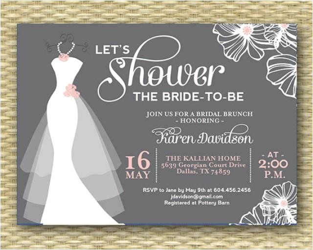 wedding dress bridal shower invitation dress on hanger any colors printable or printed