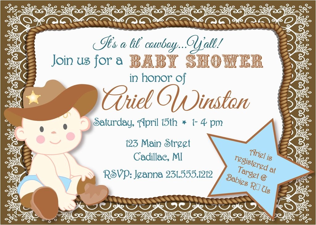 lil cowboy baby shower invitations