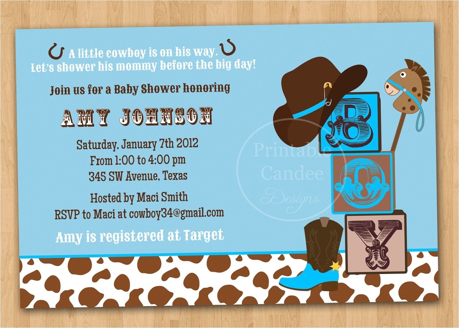 western baby shower invitations template