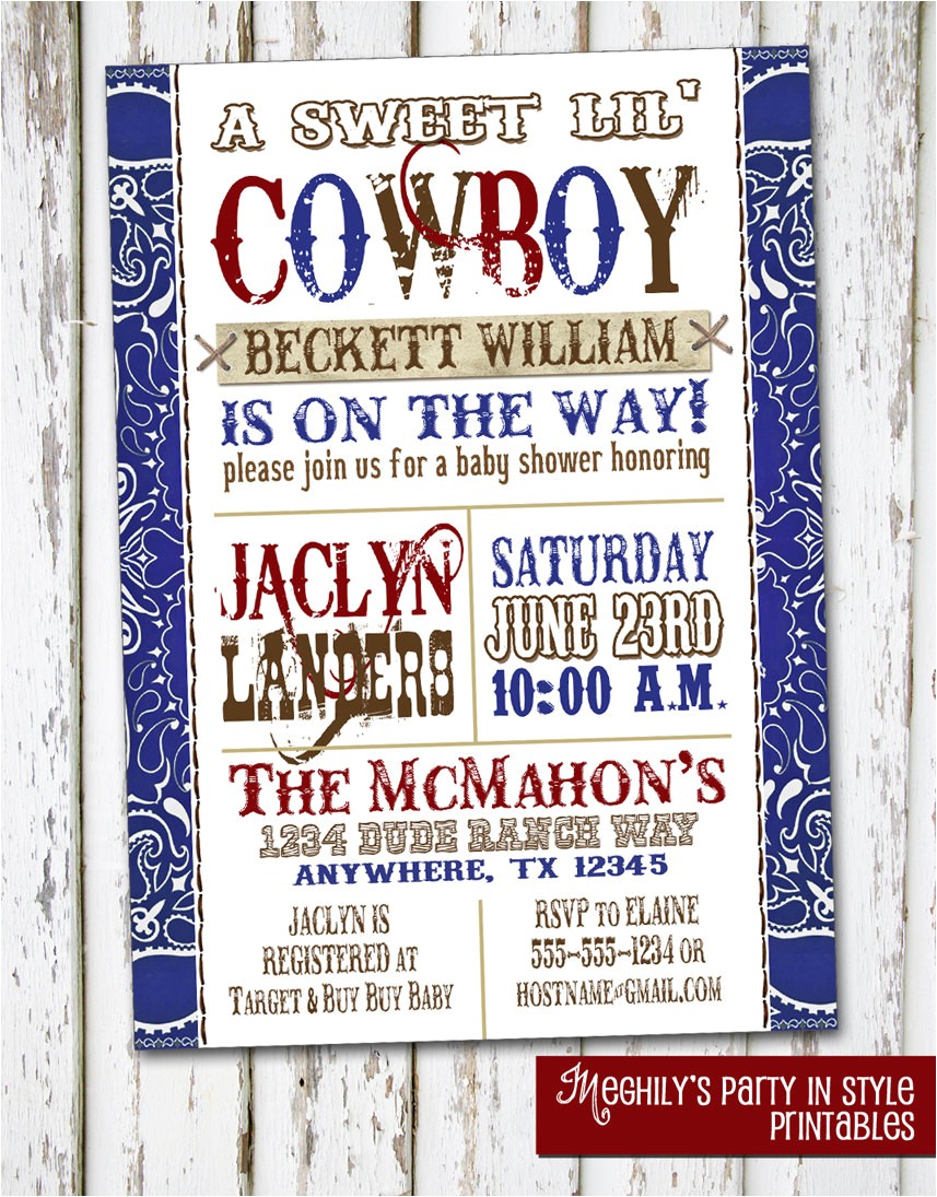 western boy baby shower invitation