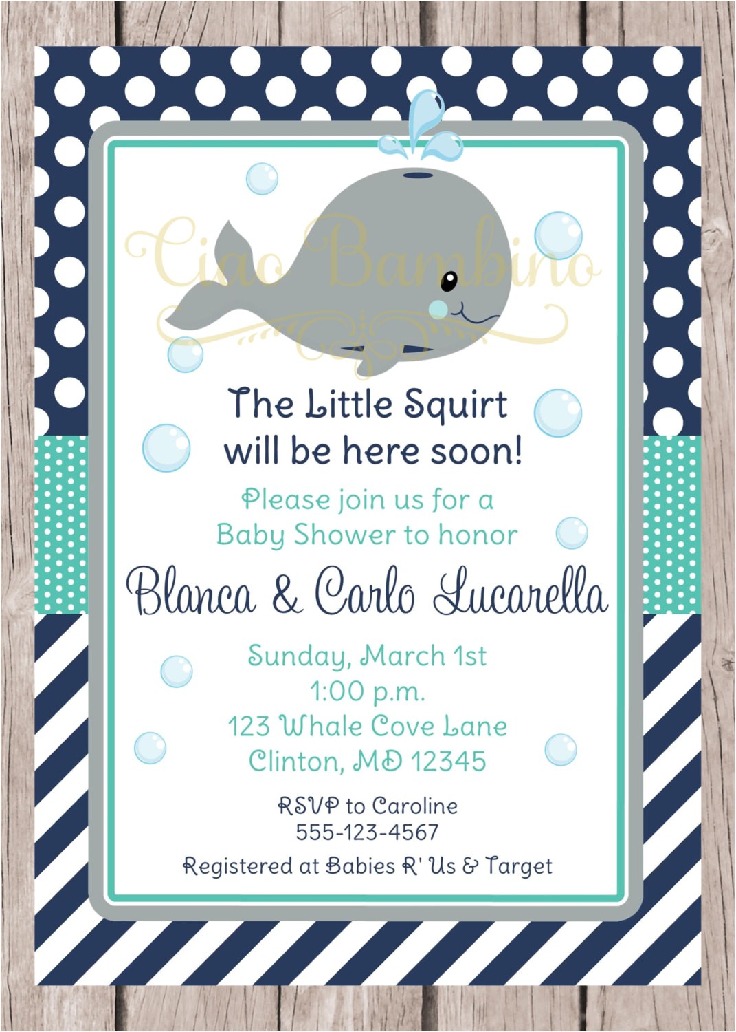 printable whale baby shower invitation