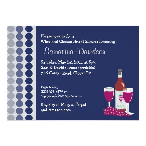 wine and cheese party 5x7 bridal shower invite