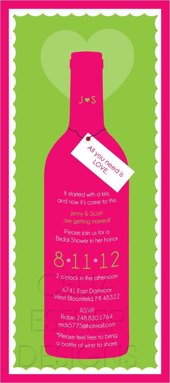 wine bottle wedding shower invitation