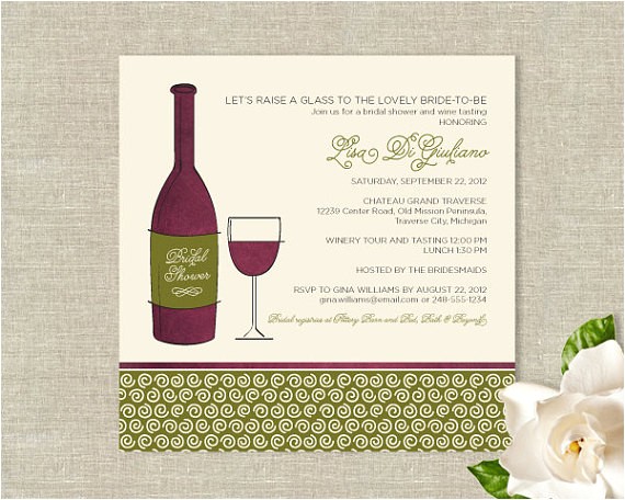 wine theme bridal shower invitations