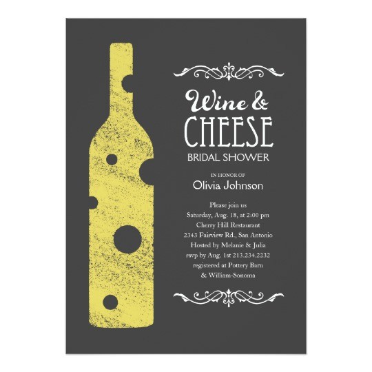 wine and cheese bridal shower invitations