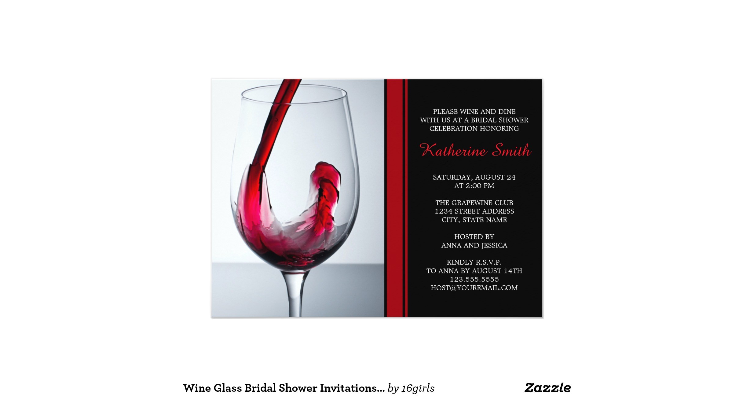 wine glass bridal shower invitations custom