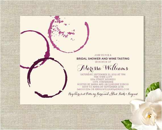 wine theme bridal shower invitations