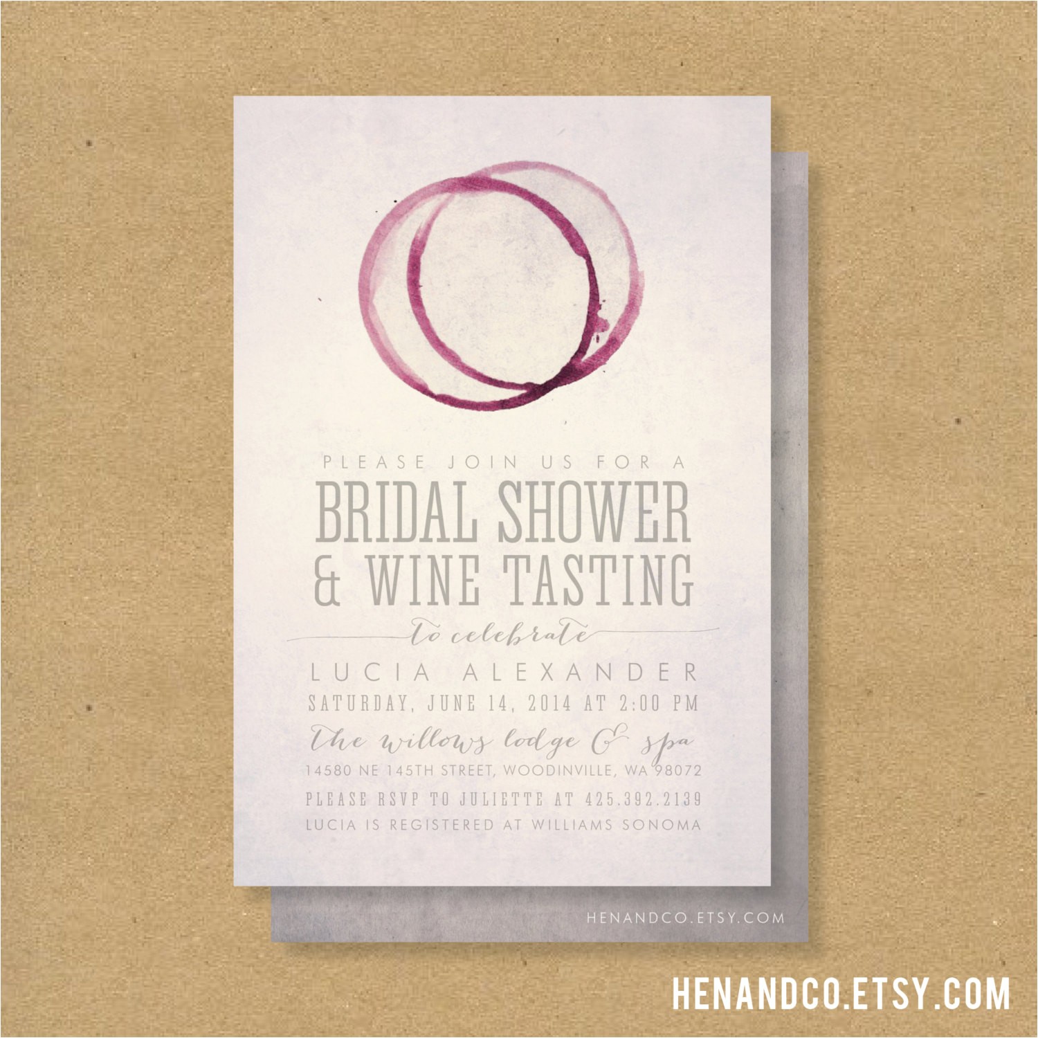 wine tasting bridal shower invitation