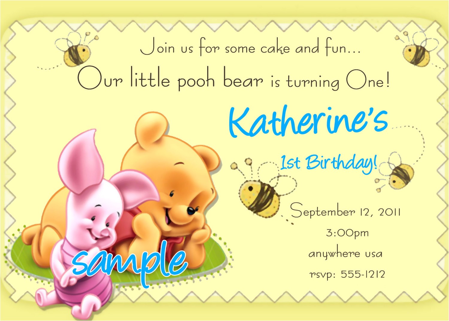 winnie the pooh 1st birthday invitations