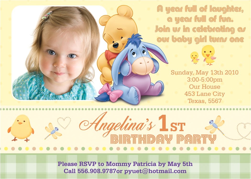 winnie the pooh invitations for 1st birthday